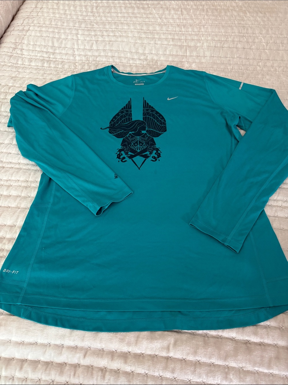 Nike Teal Long Sleeve Dri-FIT Graphic Training Shirt